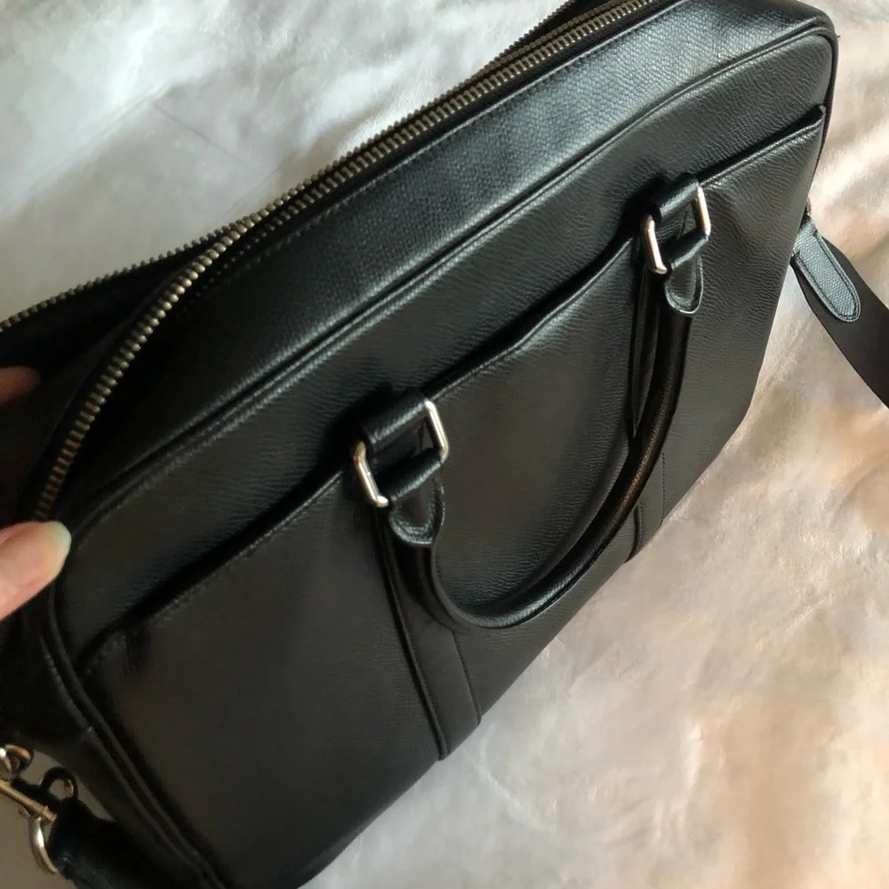 Coach Metropolitan Pebbled Leather Men's Laptop Bag with Detachable Strap
